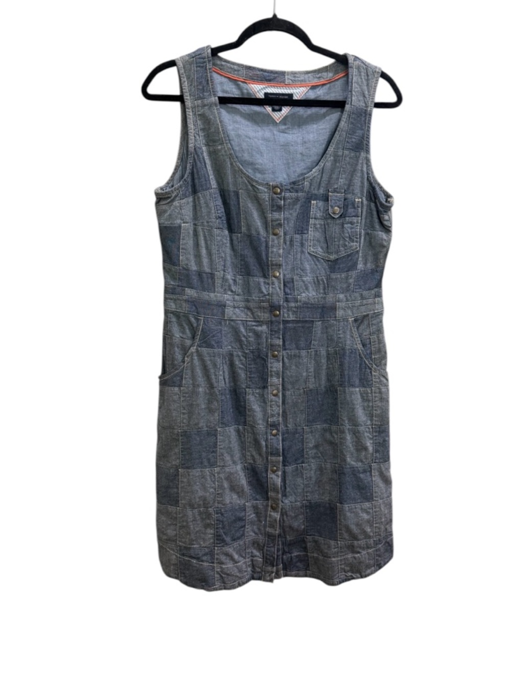 NWT. Tommy Hilfiger. Demin patchwork sleeveless dress. Size 12.